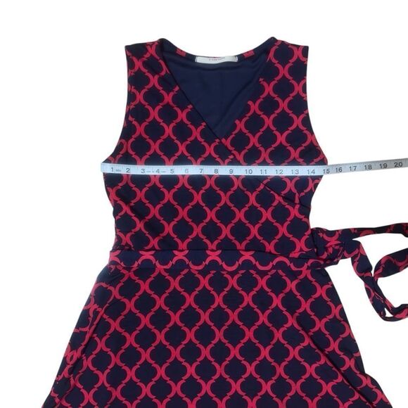 41 Hawthorn Red Navy V-Neck Sleeveless Dress SMALL - Picture 3 of 12